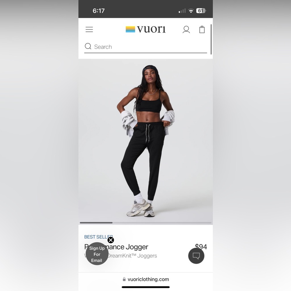 Vuori Performance Jogger Medium Black EUC